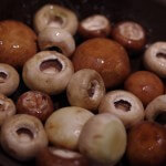 Sautéed mushrooms in a pan