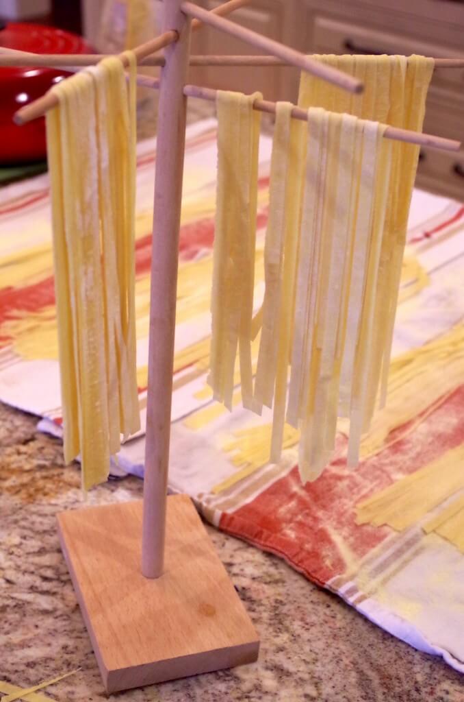 drying homemade pasta