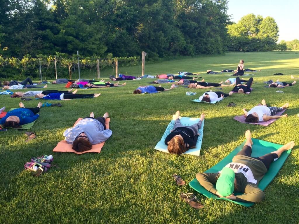 Lakeside table and Tuscan Hills Winery Yoga Class