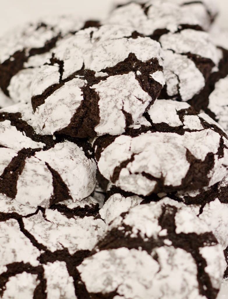huge pile of chocolate snowflake cookies