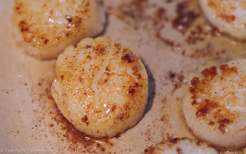 Brown the scallops, 2 minutes each side
