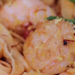 This Venetian Shrimp and Scallop pasta recipe has rich buttery golden crusted scallops, bright lemon zest, delicate shrimp, and a fresh basil. Easy and plate licking divine! | www.lakesidetable.com