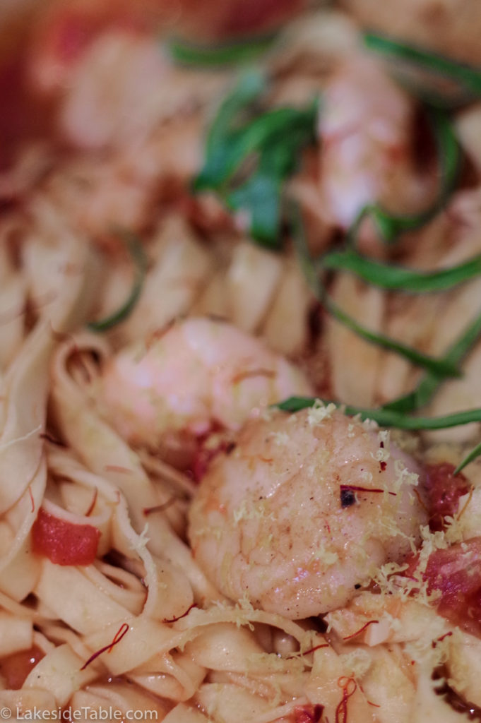 This Venetian Shrimp and Scallop pasta recipe has rich buttery golden crusted scallops, bright lemon zest, delicate shrimp, and a fresh basil. | www.lakesidetable.com