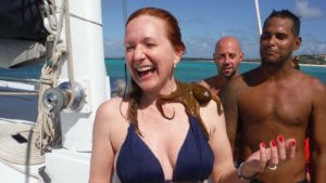 Woman with octopus on her shoulder