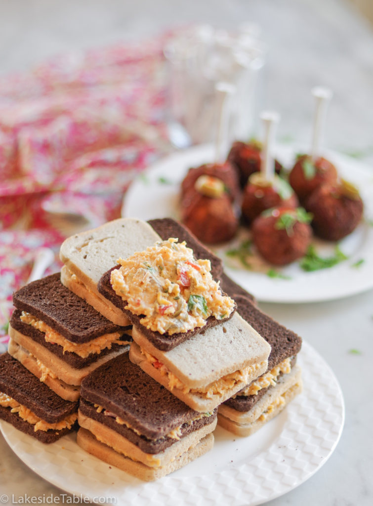 plate of pimento cheese sandwiches