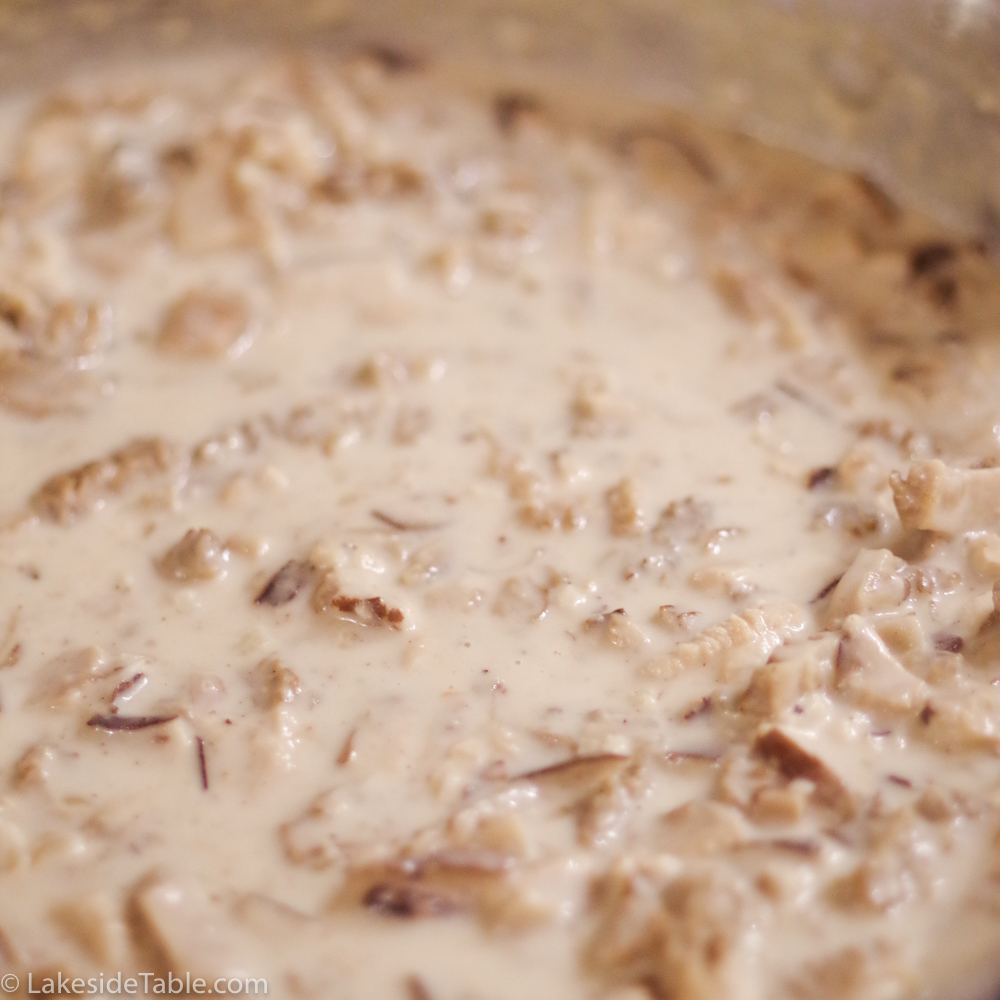 creamy mushroom sauce in skillet