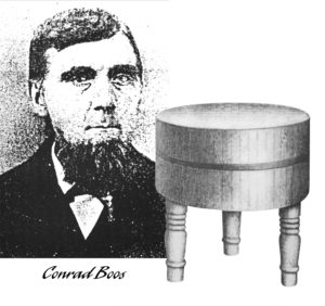 portrait of Conrad Boos and his butcher block