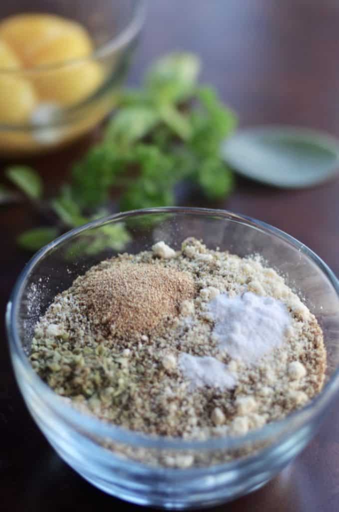 dry ingredients in a small bowl for keto low carb bagels recipe