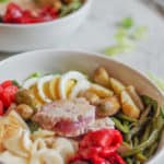 Classic Nicoise Salad in white bowls