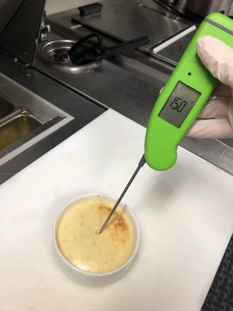 individual key lime pie with thermapen reading 150F