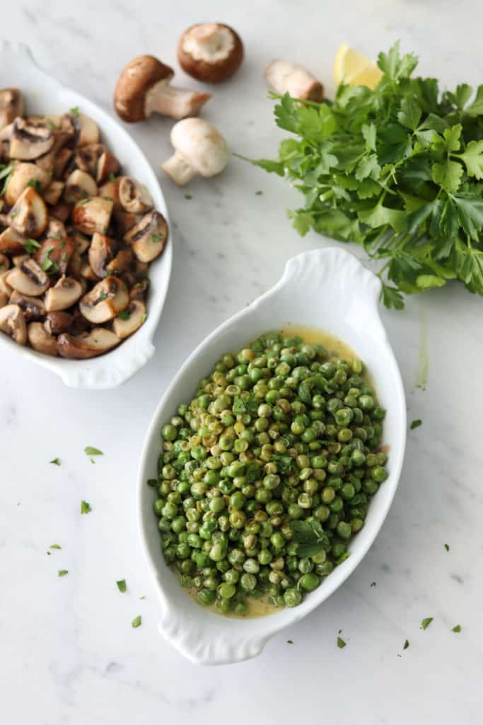 Herb buttered peas are a wonderful side.