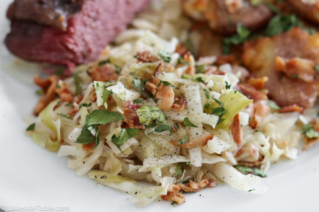 close up of sauteed cabbage
