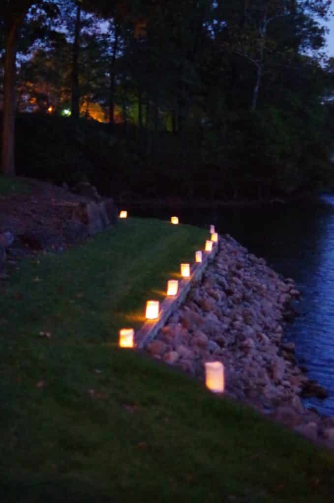 lighting up the edge of the lake