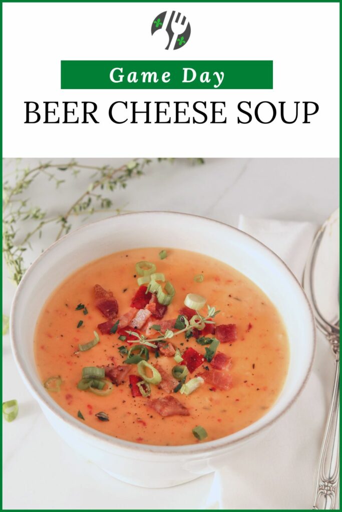 All American comfort food for game day Beer Cheese Soup!  Serve as an appetizer or soup course for a holiday party too!