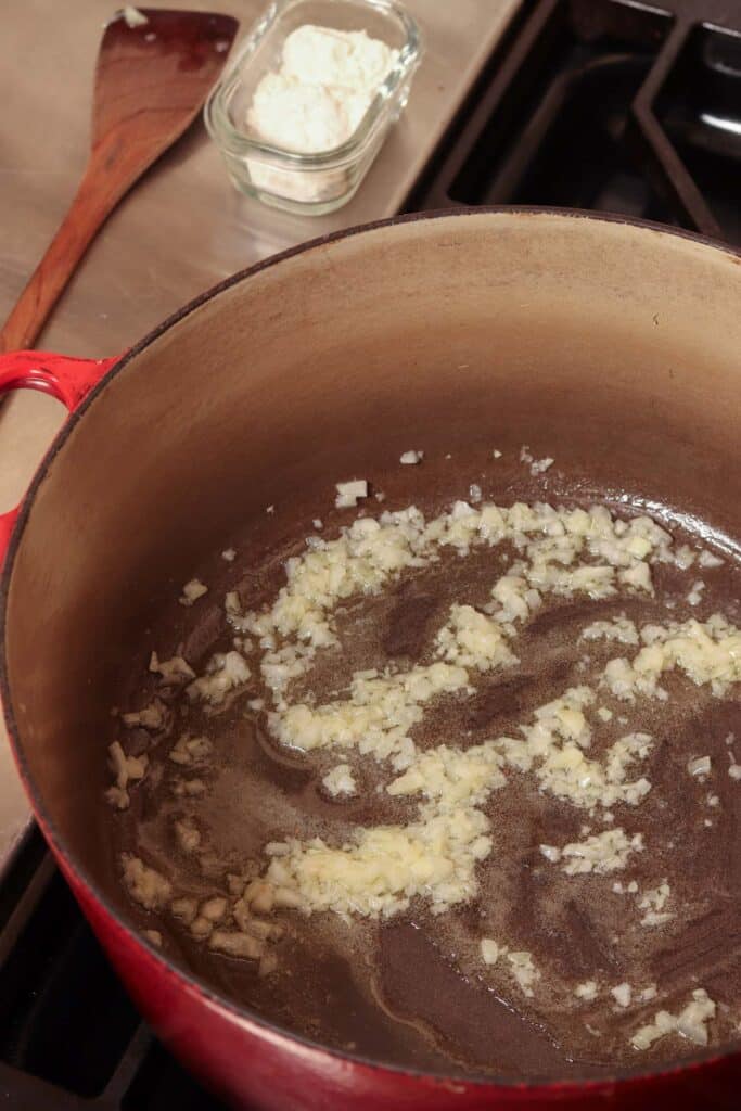 Cooking the onions in butter in a large pot