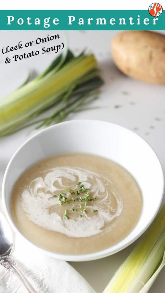 This Potage Parmentier recipe is inspired from the 1st recipe in Mastering the Art of French Cooking vol. 1.  It is a lovely leek or onion and potato soup that is easy to make and perfect for meal prep days. Great for busy night dinners or on the go lunches.  A Fast and healthy meal the whole family with love! ❤️