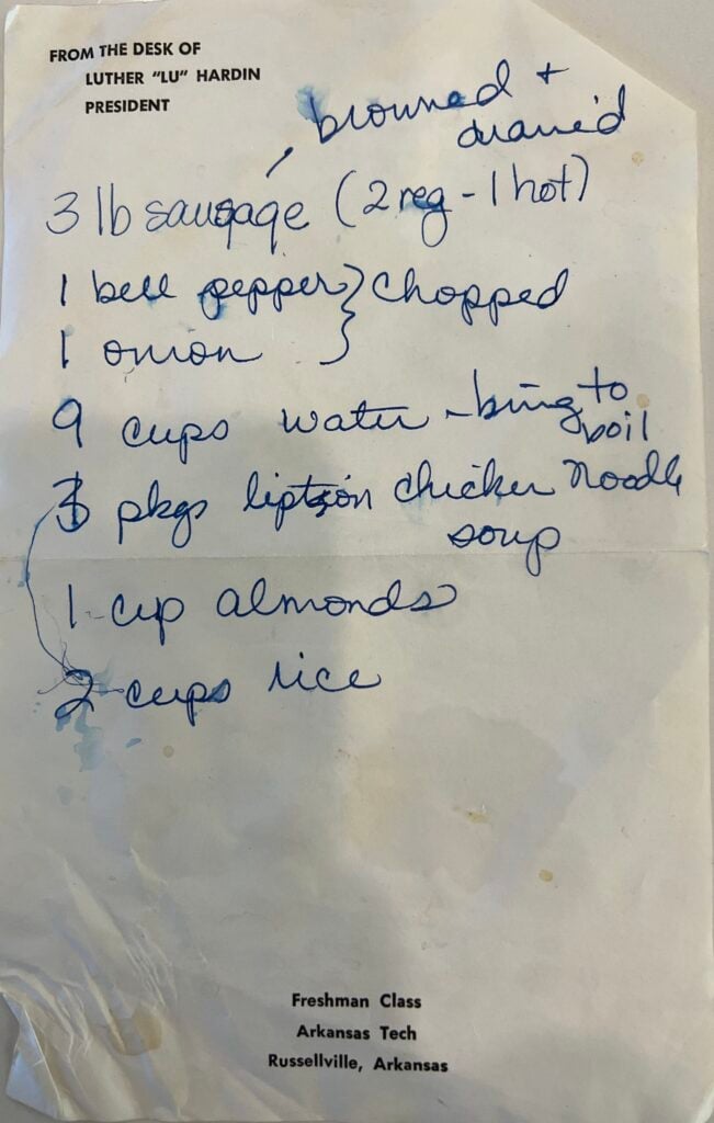 breakfast rice casserole handwritten recipe card